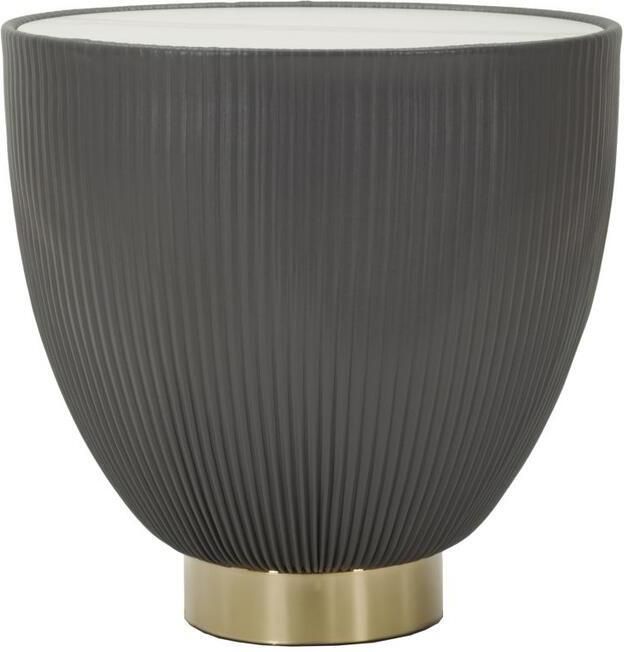 Mauro Ferretti Salontafel in grijs kunstleer en marmeren blad cm ø 46x45