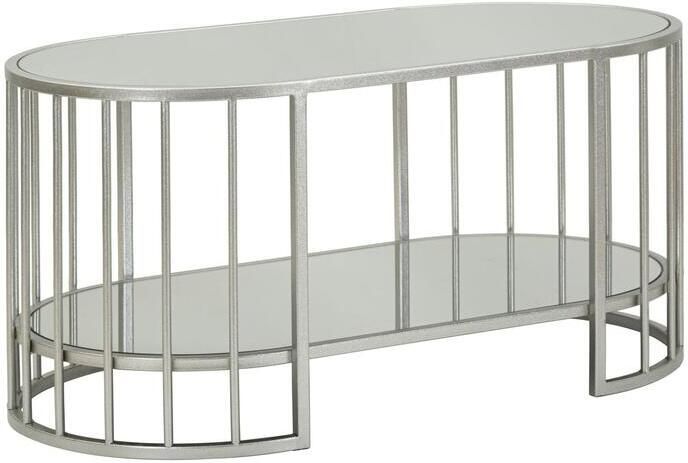 Mauro Ferretti Salontafel in zilverkleurig metaal en glas cm 90x50x45
