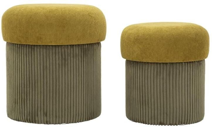 Mauro Ferretti Set van 2 poef container groen cm ø 42x44-35x37
