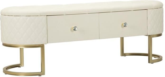 Mauro Ferretti Sharon Bank in metaal en crème leer met lades