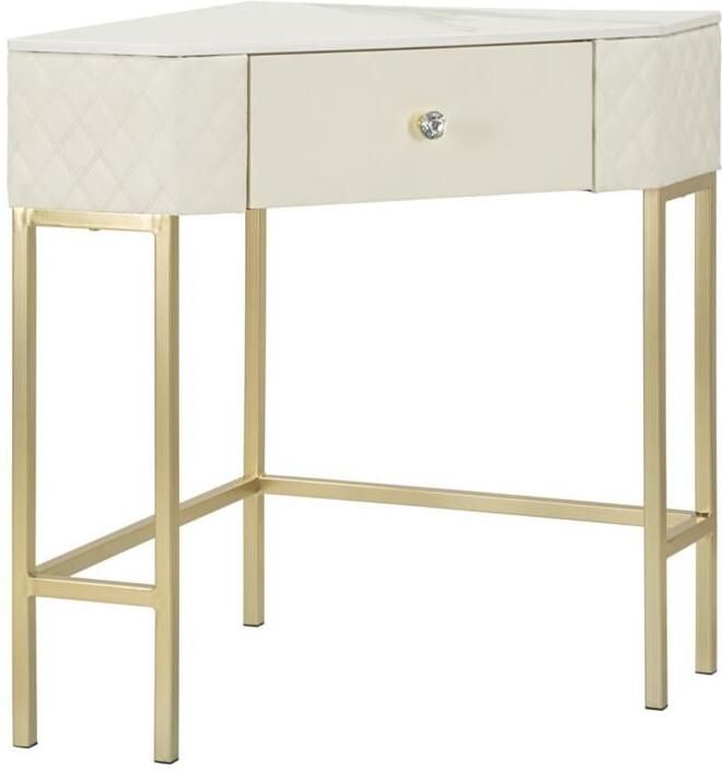 Mauro Ferretti Sharon Console in goud metaal en crème leer