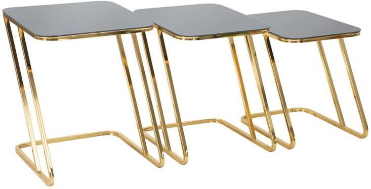 Mauro Ferretti Simple Set van 3 tafels in goud metaal