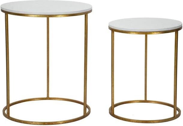 Mauro Ferretti Simply marble Set van 2 kleine tafels met mar