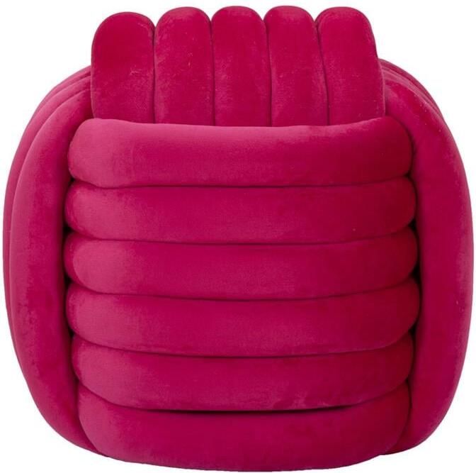 Mauro Ferretti Softy Geweven fluwelen poef in fuchsia