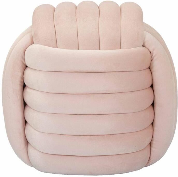 Mauro Ferretti Softy Geweven roze fluwelen poef