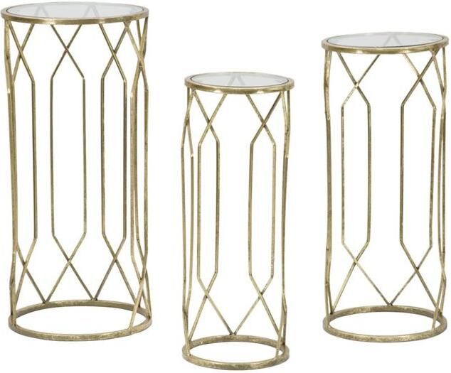 Mauro Ferretti Tunisi Set van 3 ronde tafels in goud metaal