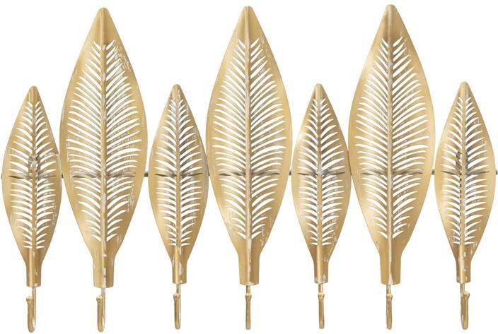 Mauro Ferretti Wandkapstok in gouden metalen bladeren 7 haken