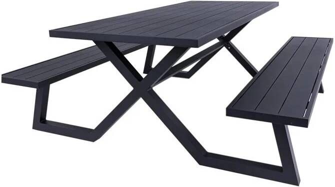 MaximaVida luxe aluminium picknicktafel Dex 200 cm zwart
