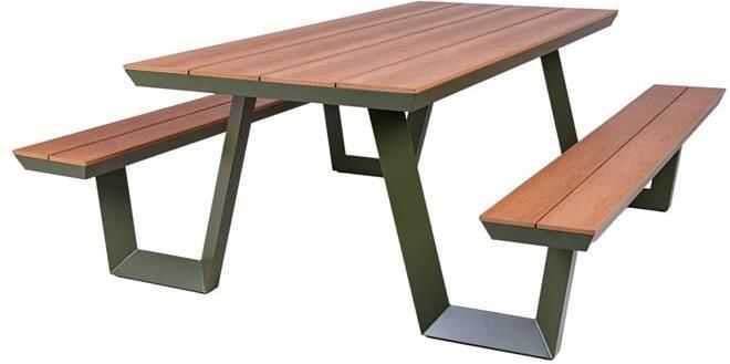 MaximaVida Aluminium picknicktafel Bermuda olijfgroen