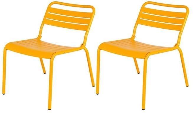 MaximaVida Metalen loungestoel Max XXL okergeel 2 stuks