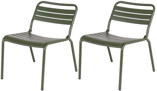 MaximaVida Metalen loungestoel Max XXL olijfgroen 2 stuks