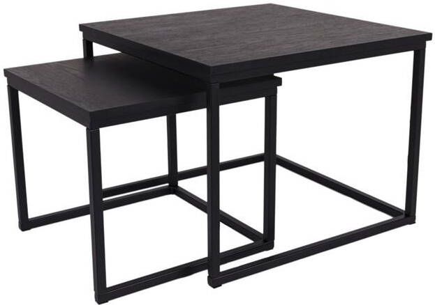 MaximaVida vierkante salontafel set Chicago XL zwart 60 cm A-grade pinewood