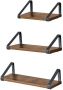 MAZAZU MIRA Home Set van 3 Wandplanken Rustieke Stijl Duurzaam Hout en IJzeren Beugels 40x12 cm - Thumbnail 2