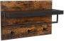 MAZAZU MIRA Home Wandkapstok hout Industriële stijl Spaanplaat Metaal Rustiek bruin Zwart Wit- 75x19x47 - Thumbnail 1
