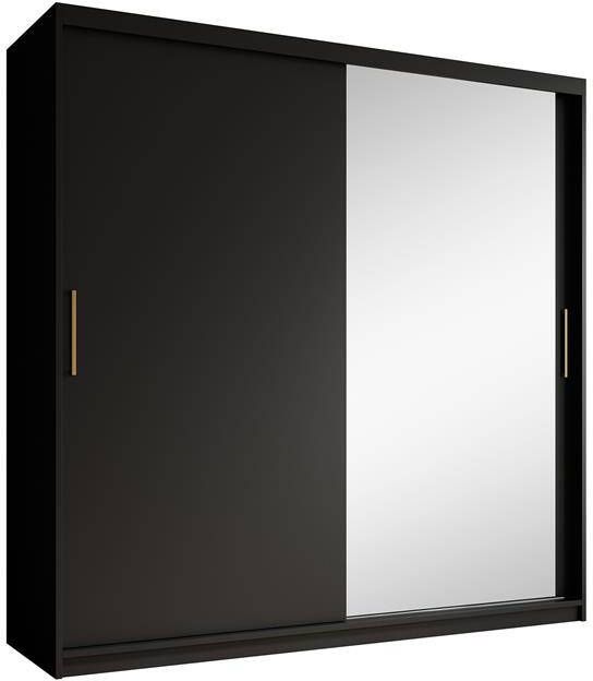 Meubella Kledingkast Mandalin Zwart 200 cm Met spiegel - Foto 2