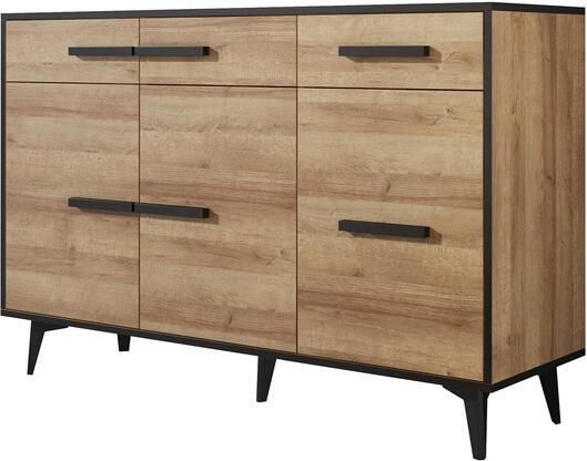 Meubella Dressoir Frey Licht eiken Zwart 135 cm - Foto 2