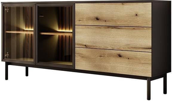 Meubella Dressoir Ludwig Zwart Eiken 180 cm - Foto 2