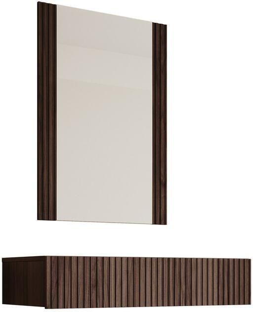 Meubella Kaptafel Tartagal Donkerbruin eiken 80 cm Met spiegel - Foto 2