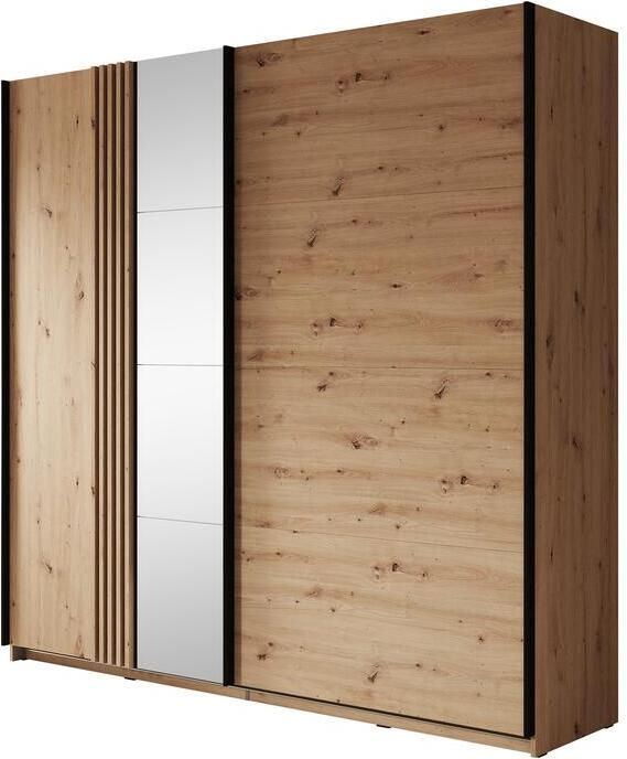 MEUBELLA Kledingkast Adyson Eiken 220 cm Met spiegel - Foto 2