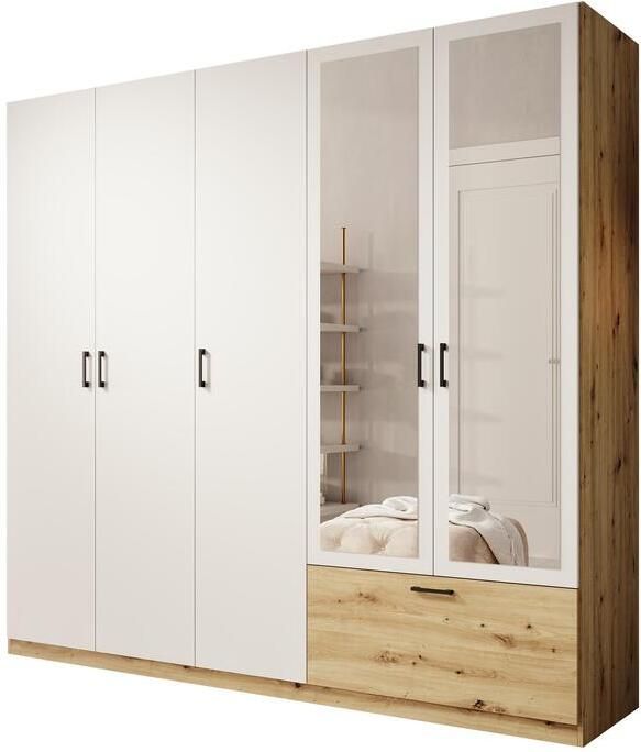 MEUBELLA Kledingkast Audrey Wit 225 cm Met spiegel - Foto 2