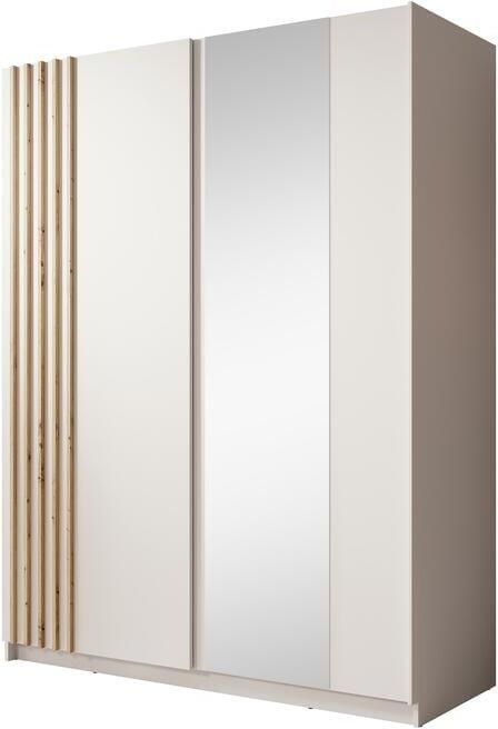 MEUBELLA Kledingkast Boets Wit Eiken 150 cm Met spiegel - Foto 2