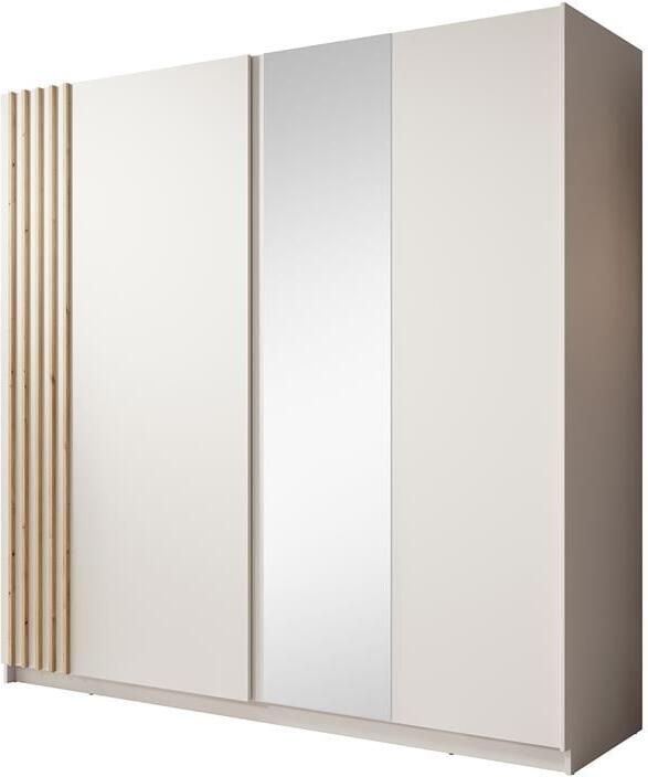 MEUBELLA Kledingkast Boets Wit Eiken 200 cm Met spiegel - Foto 2