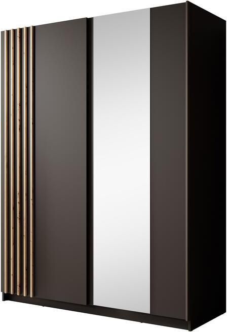 MEUBELLA Kledingkast Boets Zwart Eiken 150 cm Met spiegel - Foto 2