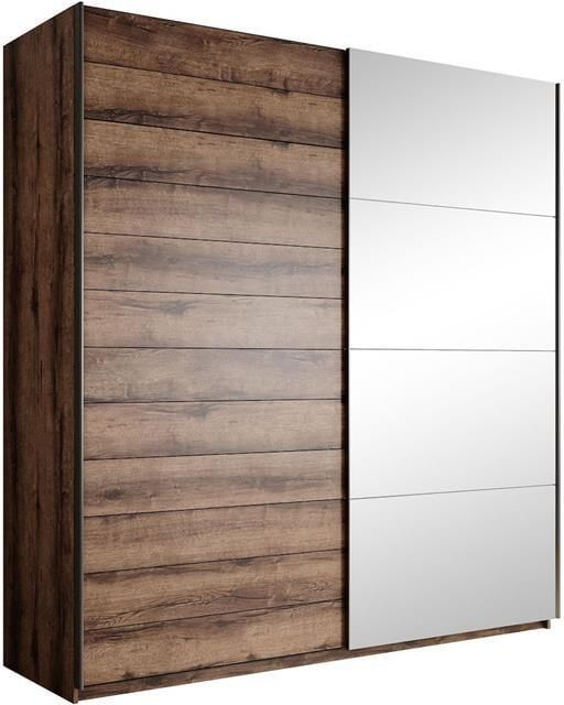 MEUBELLA Kledingkast Brown Eiken 180 cm Met spiegel - Foto 2