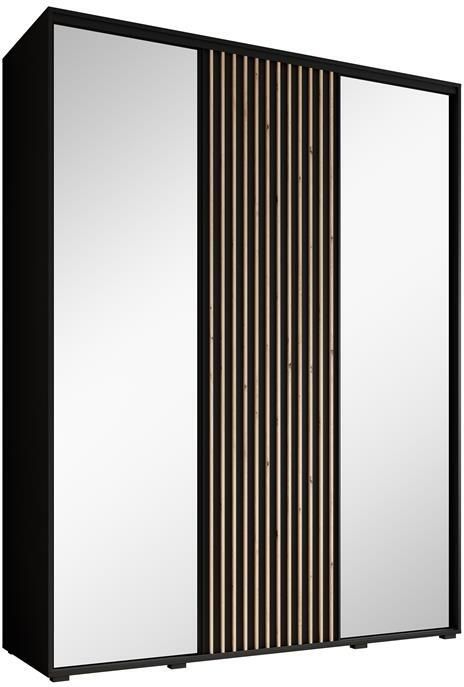 MEUBELLA Kledingkast Leandro Zwart 180 cm Met spiegel - Foto 2