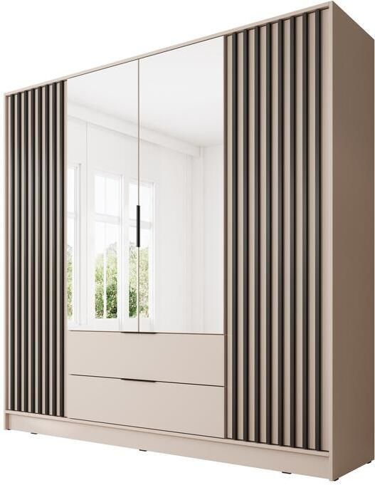 MEUBELLA Kledingkast Nairobi Beige Zwart 206 cm met spiegel - Foto 2