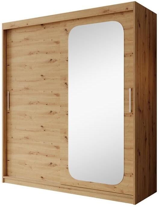 MEUBELLA Kledingkast Pete Eiken 180 cm Met spiegel - Foto 2