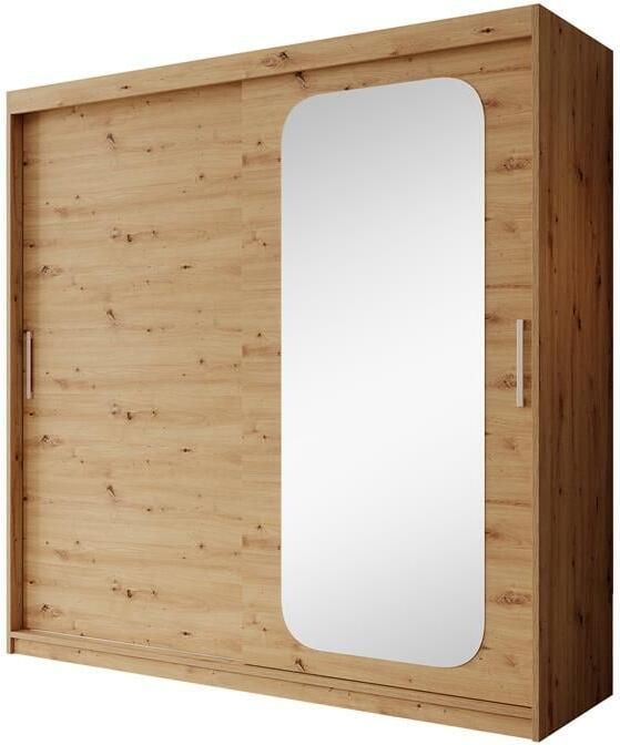 MEUBELLA Kledingkast Pete Eiken 200 cm Met spiegel - Foto 2