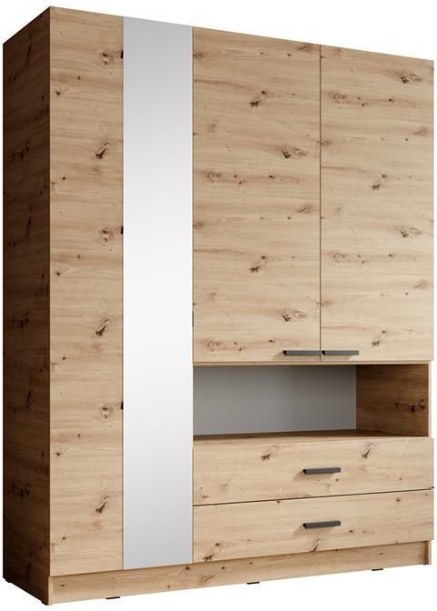 MEUBELLA Kledingkast Tobin Eiken 158 cm Met spiegel - Foto 2