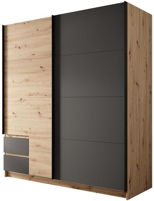 MEUBELLA Kledingkast Ulan Eiken Grijs 181 cm - Foto 2