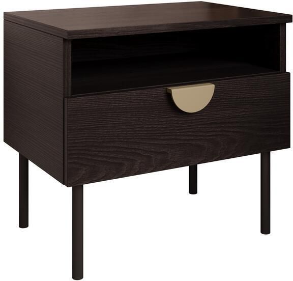 Meubella Nachtkastje Monor Zwart eiken 50 cm Set van 2 - Foto 2