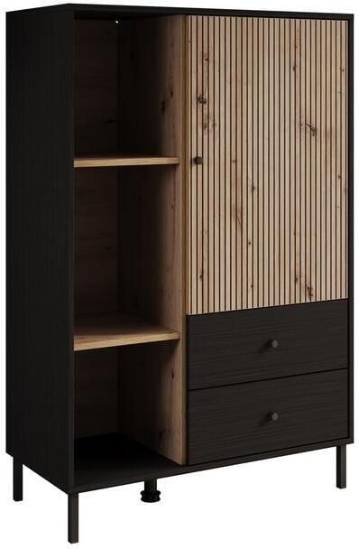 Meubella Vitrinekast Charles 1 Zwart eiken 87 cm - Foto 2