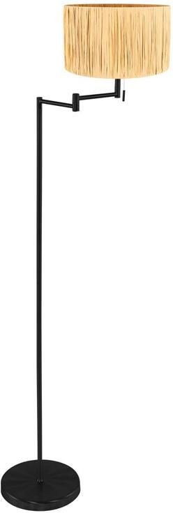 Mexlite Vloerlamp Bella Zwart Lampenkap Ø 30cm Beige Geel E27