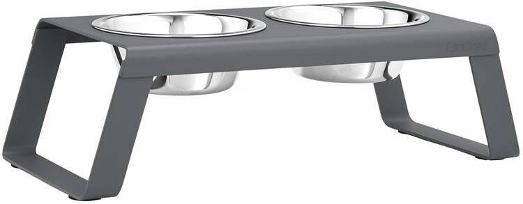 MiaCara Desco hondenvoerbak medium aluminium grijs