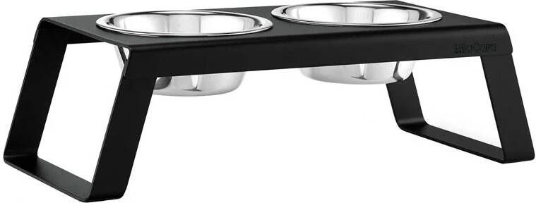 MiaCara Desco hondenvoerbak medium aluminium zwart