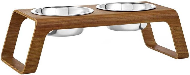 MiaCara Desco hondenvoerbak medium walnoot