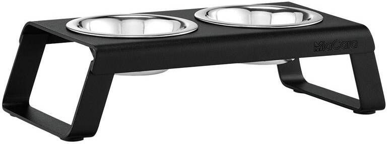 MiaCara Desco hondenvoerbak small aluminium zwart
