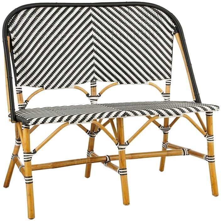 Mica Decorations Mandox Bank L98 x B60 x H93 cm Rotan Zwart Wit