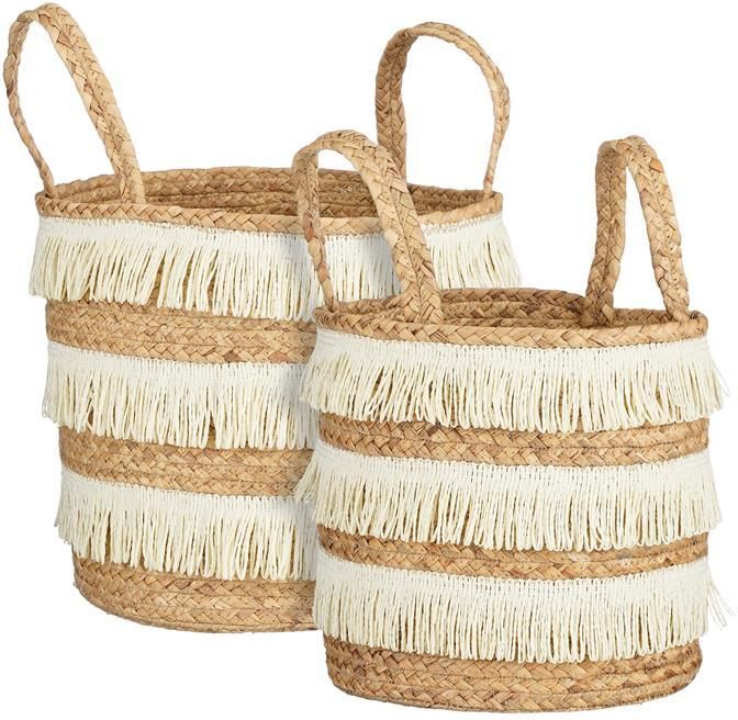 Mica Decorations Opbergmand Set van 2 H30 x Ø32 cm Bruin