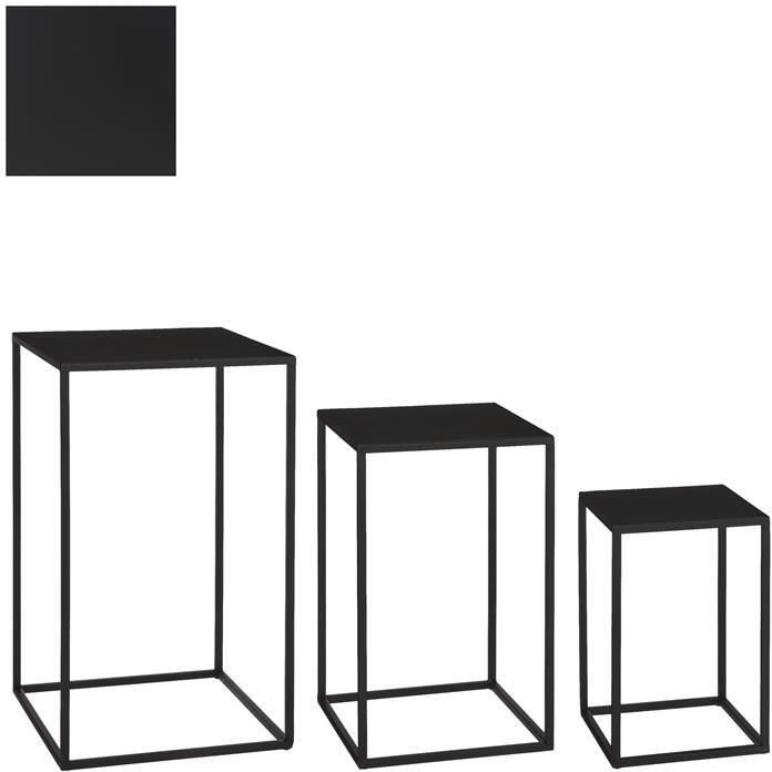 Mica Decorations Quinty Bijzettafel Set van 3 L30 x B30 x H50 cm Metaal Zwart