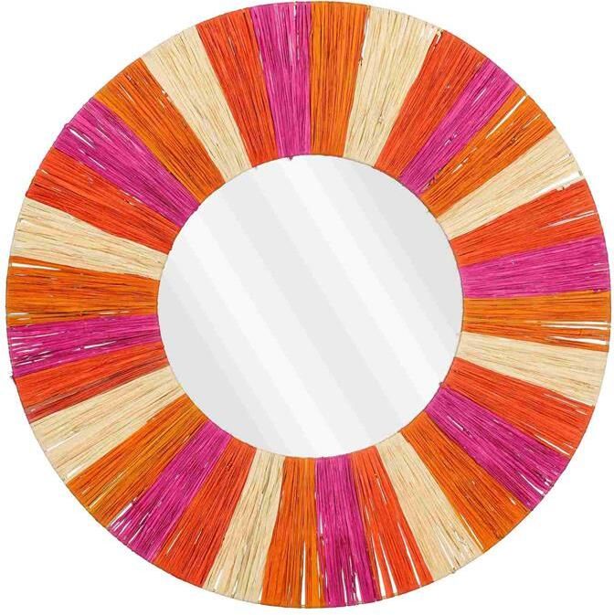 Mica Decorations Ronde wandspiegel roze|oranje zeeggras