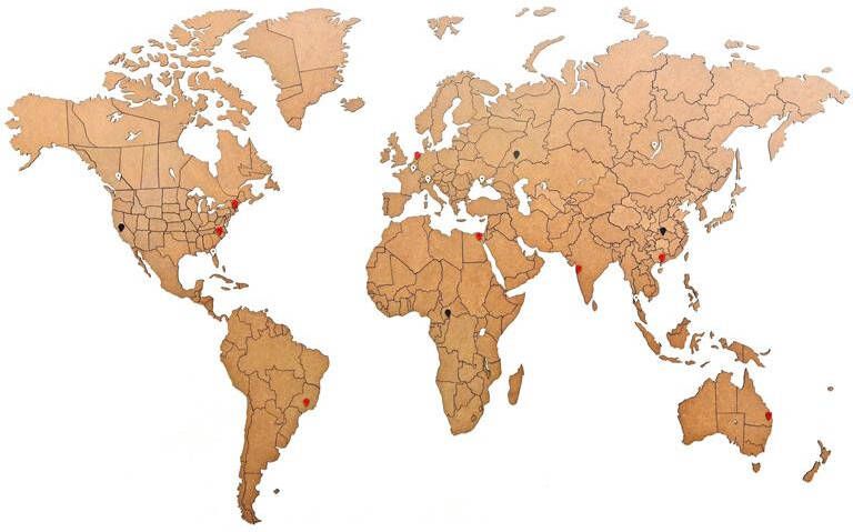 MiMi Innovations Luxe Houten Wereldkaart -True Puzzel 150x90 Bruin