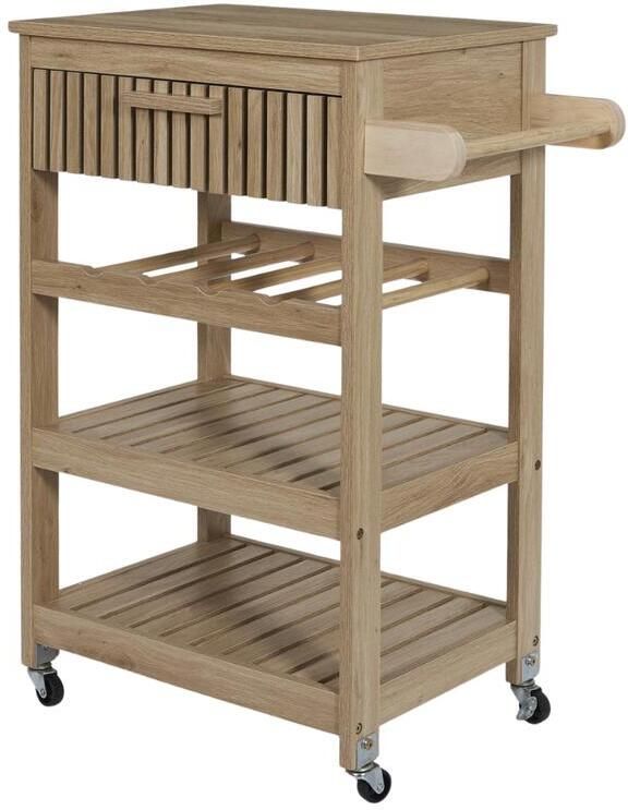MISOU Klaus Keuken Trolly op Wieltjes Karretje met Wijnrek Keukentr...