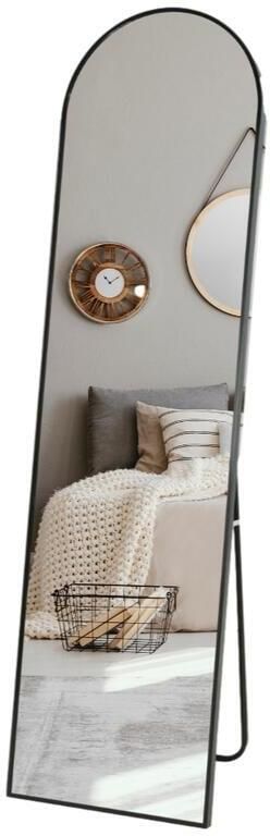 MISOU Passpiegel Zwart Staand met Standaard Lange Spiegel 150cm Woo...