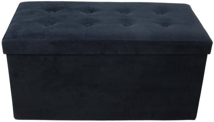 MISOU Opbergbox met Bank Velvet Zwart Opbergbank Poef met Opbergrui...