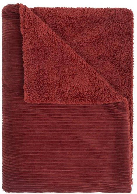 Mistral Home Plaid-Polyester-Corduroy sherpa-150x200 cm-Rood